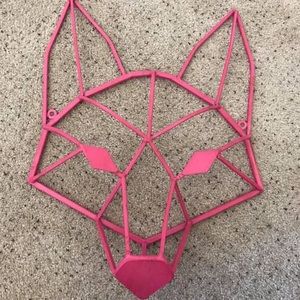 Pink Metal Wall Decor Fox/Wolf